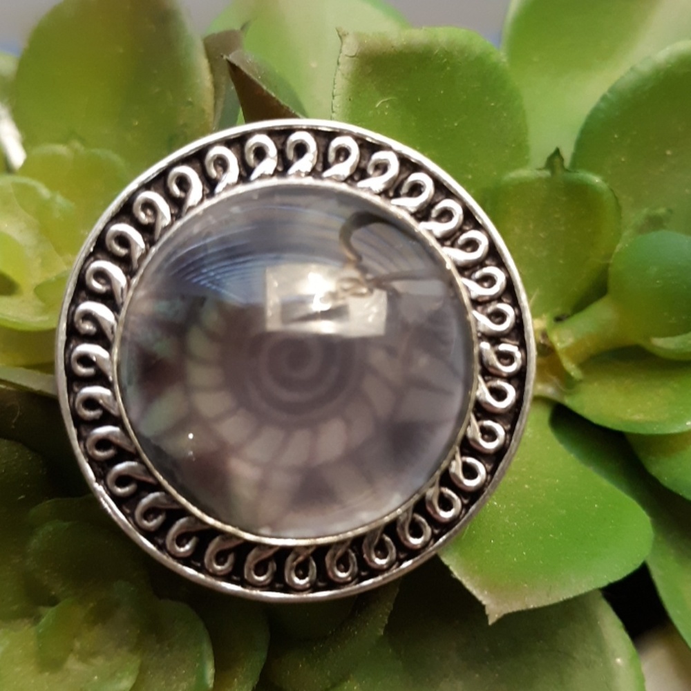 New Unique Fancy Glass 925 Silver Ring.